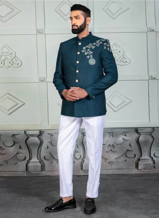 Morpeach Rayon Jodhpuri Suit with Jacquard Work for Men