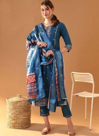 Morpeach Silk Embroidered Work Pant Style Suit for Women