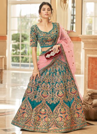 Morpeach Velvet Embroidered, Sequins, Thread and Zari Work Lehenga Choli for Women