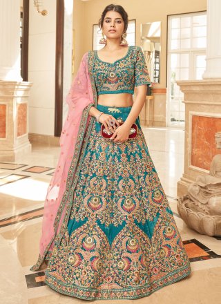 Morpeach Velvet Embroidered, Sequins, Thread and Zari Work Lehenga Choli for Women