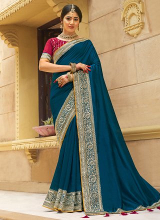 Morpeach Vichitra Silk Classic Saree with Embroidered Work