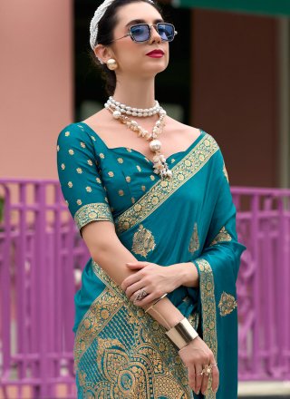 Morpeach Weaving Work Satin Classic Saree
