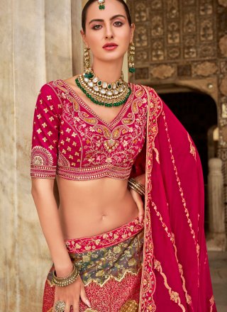 Multi Colour Banarasi Silk Cord, Embroidered, Sequins, Thread, Weaving and Zari Work Lehenga Choli