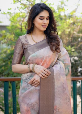 Multi Colour Banarasi Silk Trendy Saree
