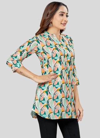 Multi Colour Blended Cotton Designer Kurti