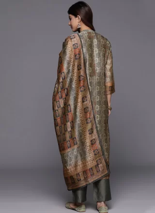 Multi Colour Chanderi Silk Digital Print Work Readymade Salwar Suit for Ceremonial