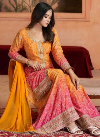 Multi Colour Chinon Salwar Suit