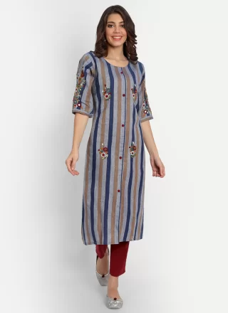 Multi Colour Cotton Casual Kurti