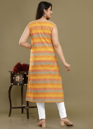 Multi Colour Cotton Casual Kurti with Print Work