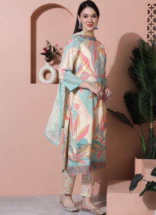 Multi Colour Cotton Salwar Suit with Digital Print Work