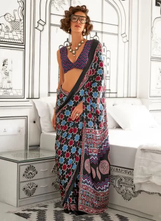 Multi Colour Crepe Silk Classic Sari