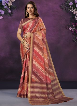 Multi Colour Crepe Silk Trendy Saree with Woven Work for Women