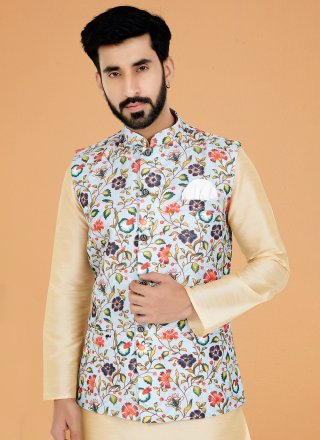 Multi Colour Digital Print Work Polyester Nehru Jackets