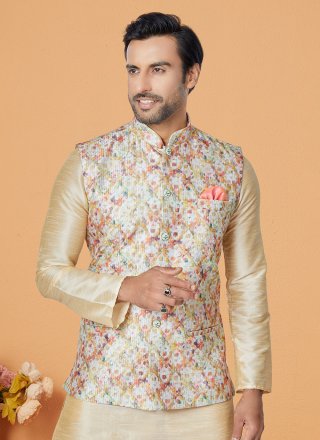 Multi Colour Digital Print Work Polyester Nehru Jackets