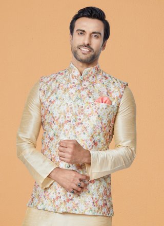Multi Colour Digital Print Work Polyester Nehru Jackets