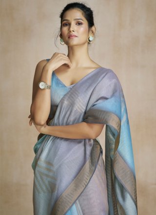 Multi Colour Fancy Fabric Digital Print Work Classic Saree