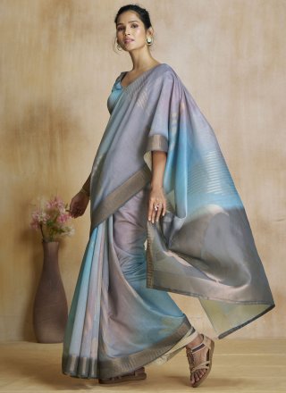 Multi Colour Fancy Fabric Digital Print Work Classic Saree