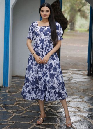 Multi Colour Faux Georgette Designer Kurti with Digital Print Work for Women