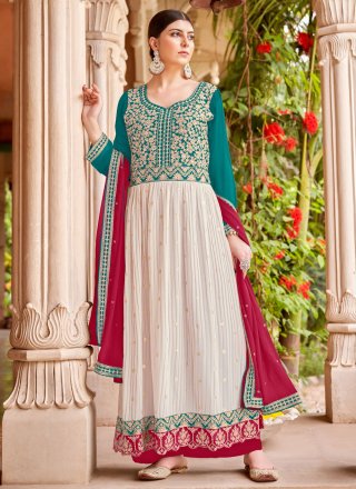 Buy Wedding Wear Green Embroidery Work Silk Readymade Salwar Suit Online  From Surat Wholesale Shop.