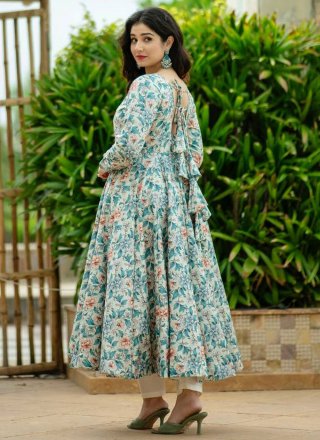 Multi Colour Floral Patch Work Maslin Silk Readymade Salwar Suit