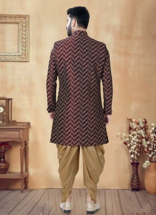 Multi Colour Jacquard Embroidered, Sequins and Thread Work Sherwani Mens Wear for Men