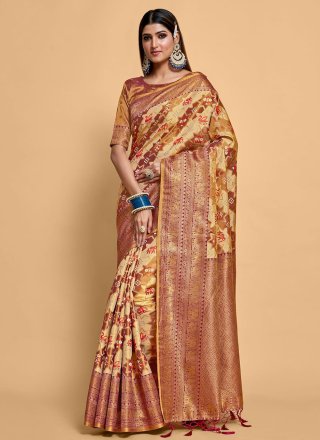Multi Colour Kanjivaram Silk Contemporary Saree