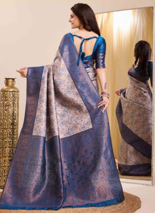 Multi Colour Kanjivaram Silk Contemporary Sari with Jacquard Work