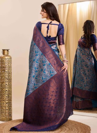 Multi Colour Kanjivaram Silk Trendy Saree