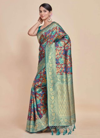 Multi Colour Kanjivaram Silk Trendy Saree