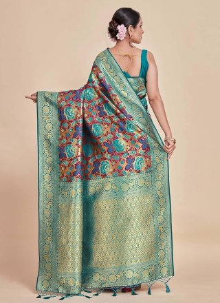 Multi Colour Kanjivaram Silk Trendy Saree