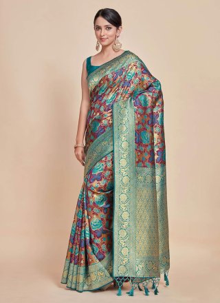 Multi Colour Kanjivaram Silk Trendy Saree