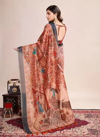 Multi Colour Linen Casual Saree