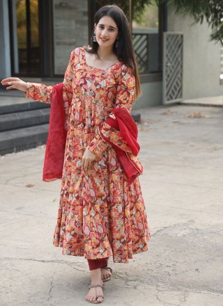 Multi Colour Muslin Digital Print Work Readymade Salwar Suit