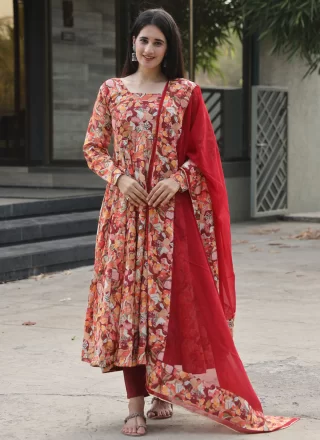 Multi Colour Muslin Digital Print Work Readymade Salwar Suit
