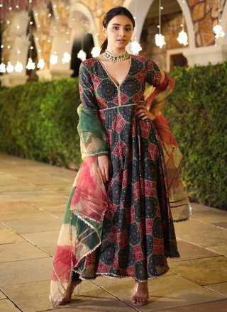 Multi Colour Reception Designer Katha Salwar Kameez and Multi