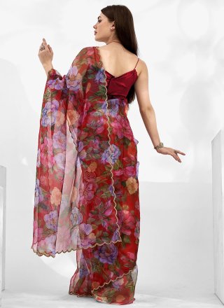 Multi Colour Organza Classic Sari