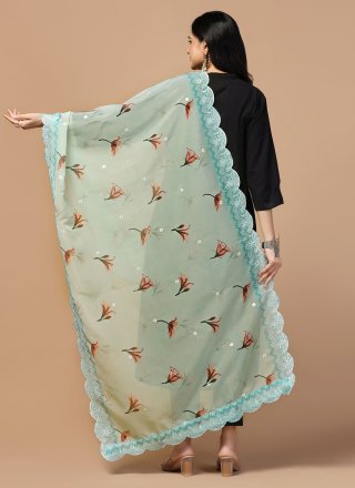 Multi Colour Organza Digital Print and Embroidered Work Dupatta Dupatta