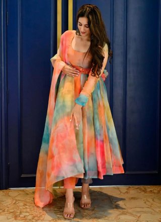 Multi Colour Organza Readymade Salwar Suit