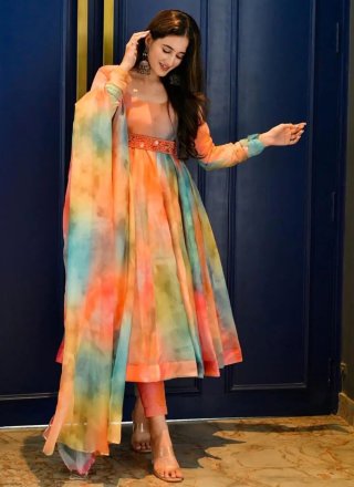 Multi Colour Organza Readymade Salwar Suit