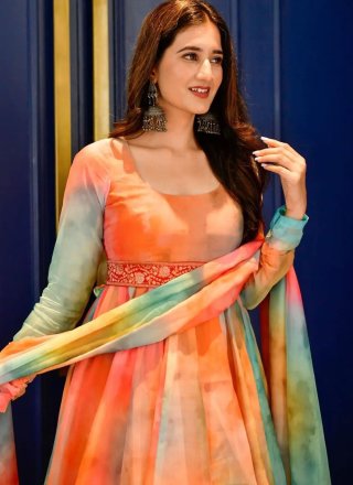 Multi Colour Organza Readymade Salwar Suit