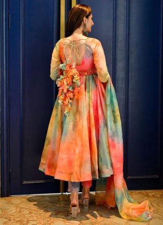 Multi Colour Organza Readymade Salwar Suit