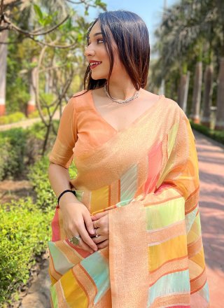Multi Colour Organza Traditional Saree