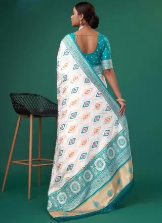 Multi Colour Patola Silk Contemporary Saree with Weaving Work for Women