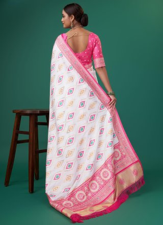 Multi Colour Patola Silk Trendy Saree with Weaving Work for Women