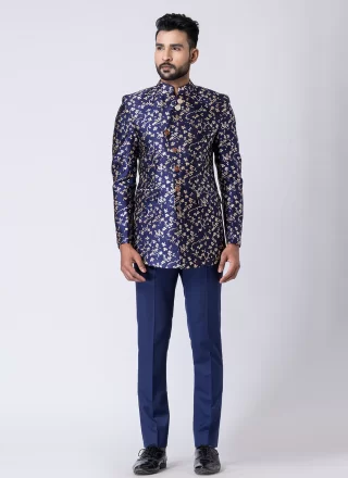 Multi Colour Polyester Plain Work Jodhpuri Suit for Ceremonial