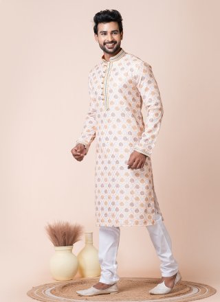 Multi Colour Print Work Cotton Kurta Pyjama