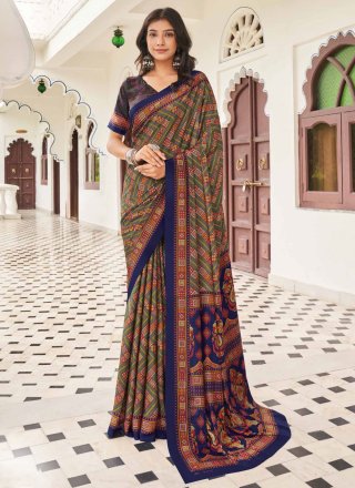 Multi Colour Pure Georgette Saree and Multi Colour Pure Georgette Sari Online Shopping