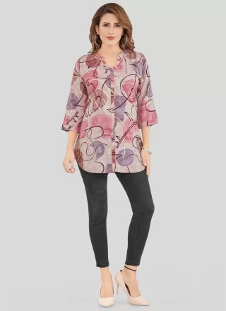 Multi Colour Rayon Casual Kurti with Print Work for Casual