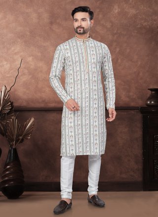 Multi Colour Rayon Digital Print and Embroidered Work Kurta Mens Wear