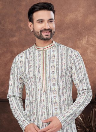 Multi Colour Rayon Digital Print and Embroidered Work Kurta Pyjama